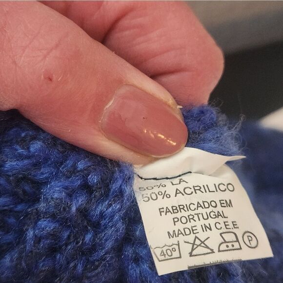 Unbranded One Size Melange Blue Turtleneck Knitted  WOOL Blend  Women’s Poncho - Picture 3 of 6